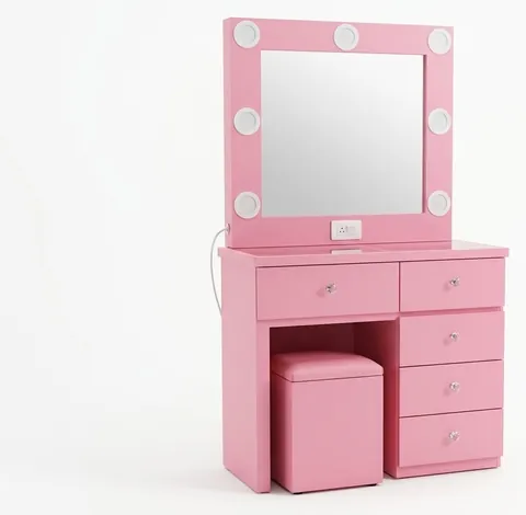 Tocador Vanity 5 cajones rosa